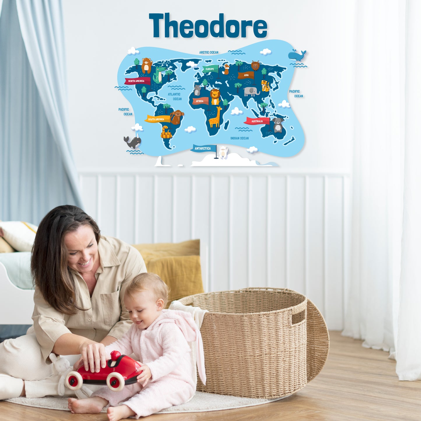 Custom Wall Decals - Custom Name World Map Culture Wall Decal: Global Harmony