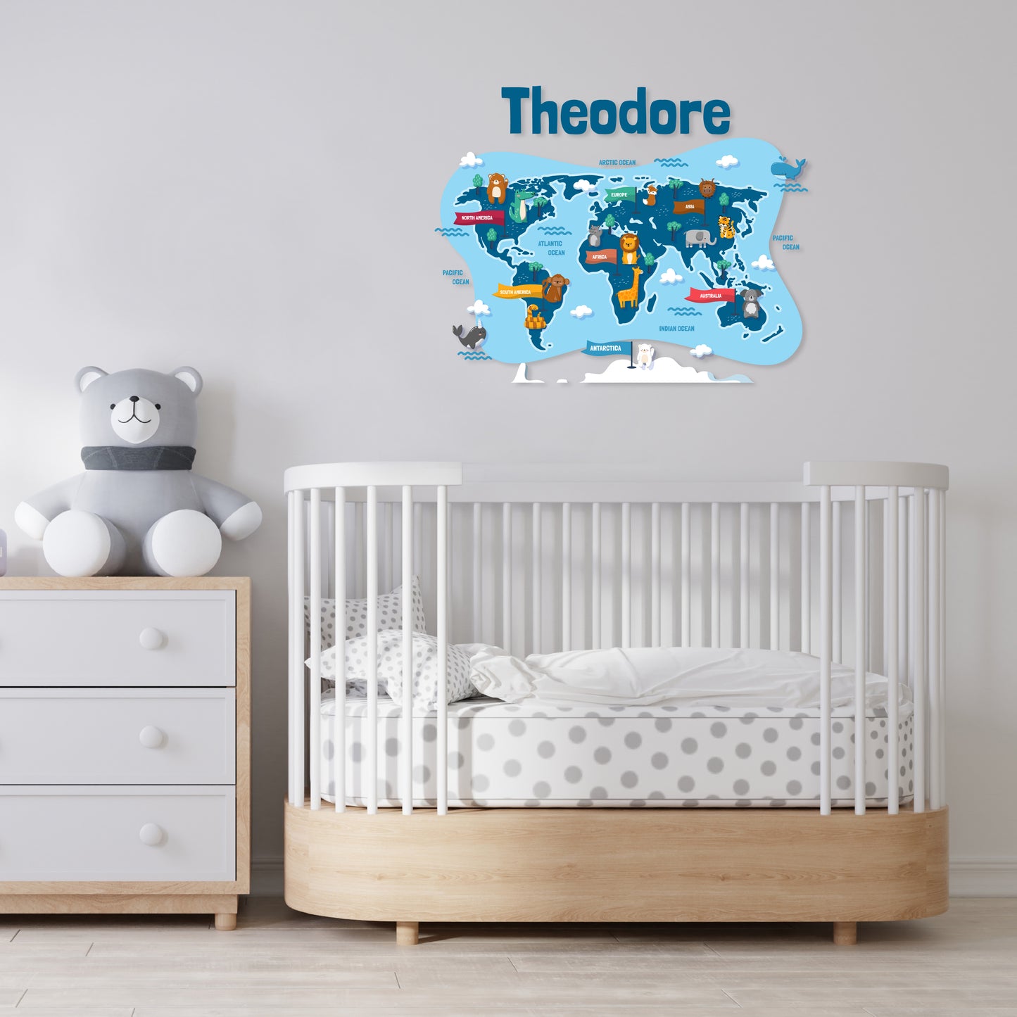 Custom Wall Decals - Custom Name World Map Culture Wall Decal: Global Harmony