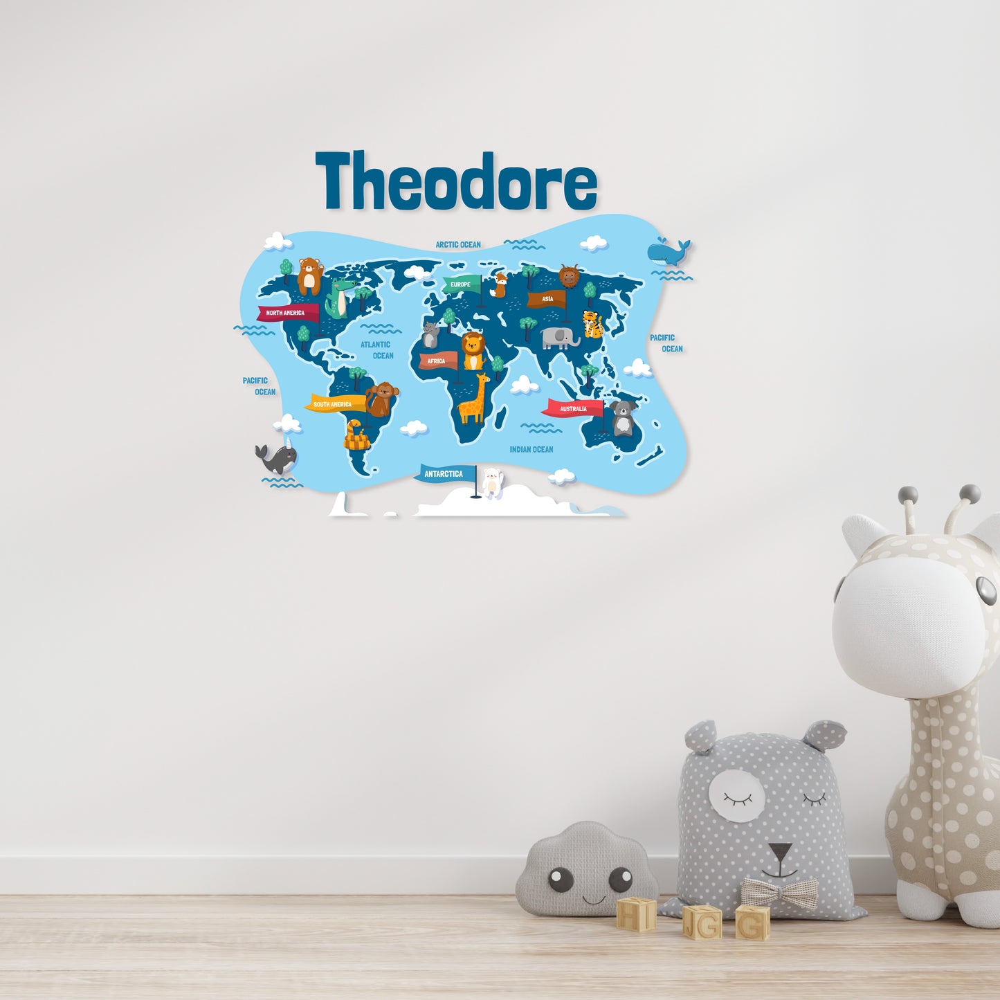 Custom Wall Decals - Custom Name World Map Culture Wall Decal: Global Harmony