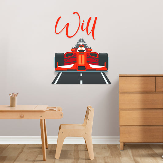 Custom Wall Decals - Custom Name Red Monoplane Highway Wall Decal: Fast Lane Racing