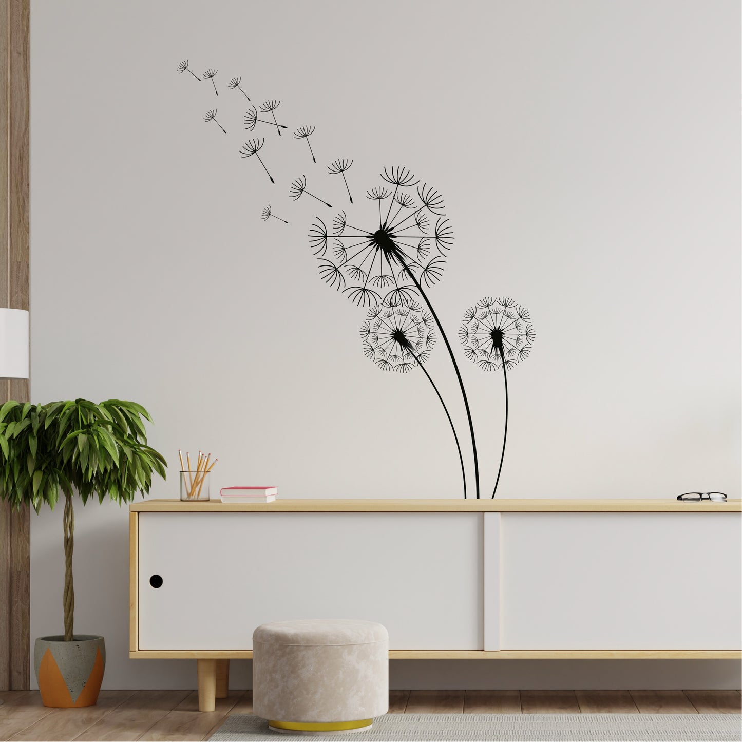 Custom Wall Decals - Black Elegance: Dandelion Wall Decal in Noir