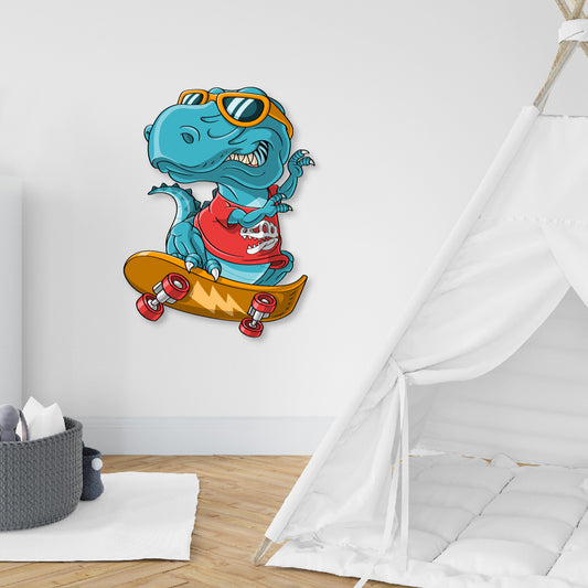 Custom Wall Decals - Skateboard Saurs: Dinosaur on Skateboard Wall Decal Adventure!