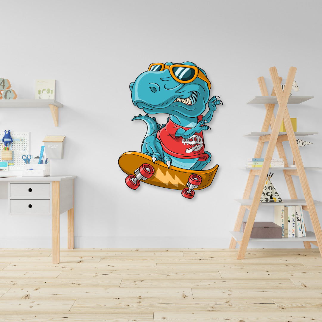 Custom Wall Decals - Skateboard Saurs: Dinosaur on Skateboard Wall Decal Adventure!