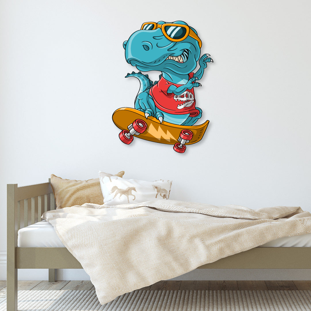 Custom Wall Decals - Skateboard Saurs: Dinosaur on Skateboard Wall Decal Adventure!