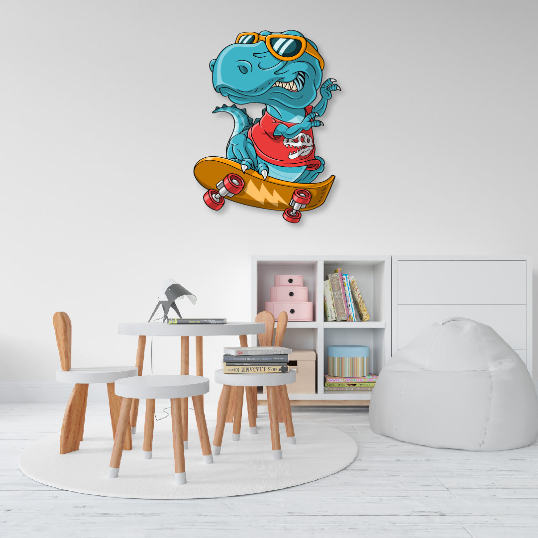 Custom Wall Decals - Skateboard Saurs: Dinosaur on Skateboard Wall Decal Adventure!