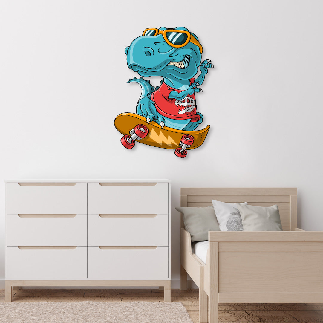 Custom Wall Decals - Skateboard Saurs: Dinosaur on Skateboard Wall Decal Adventure!