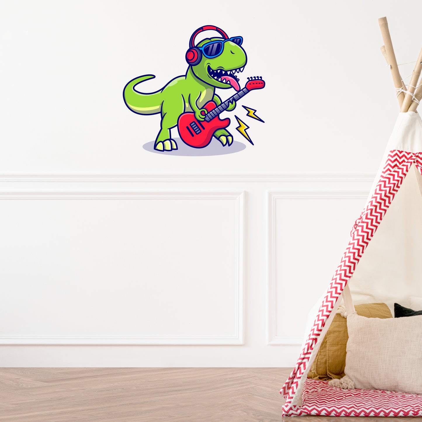 Custom Wall Decals - Rockin' Rex: Rockstar Dinosaur Wall Decal Groove!