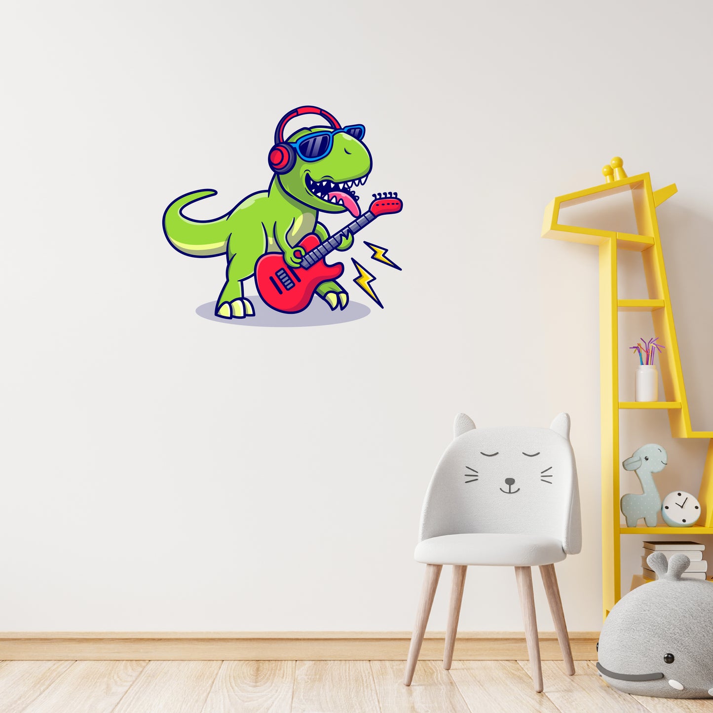 Custom Wall Decals - Rockin' Rex: Rockstar Dinosaur Wall Decal Groove!