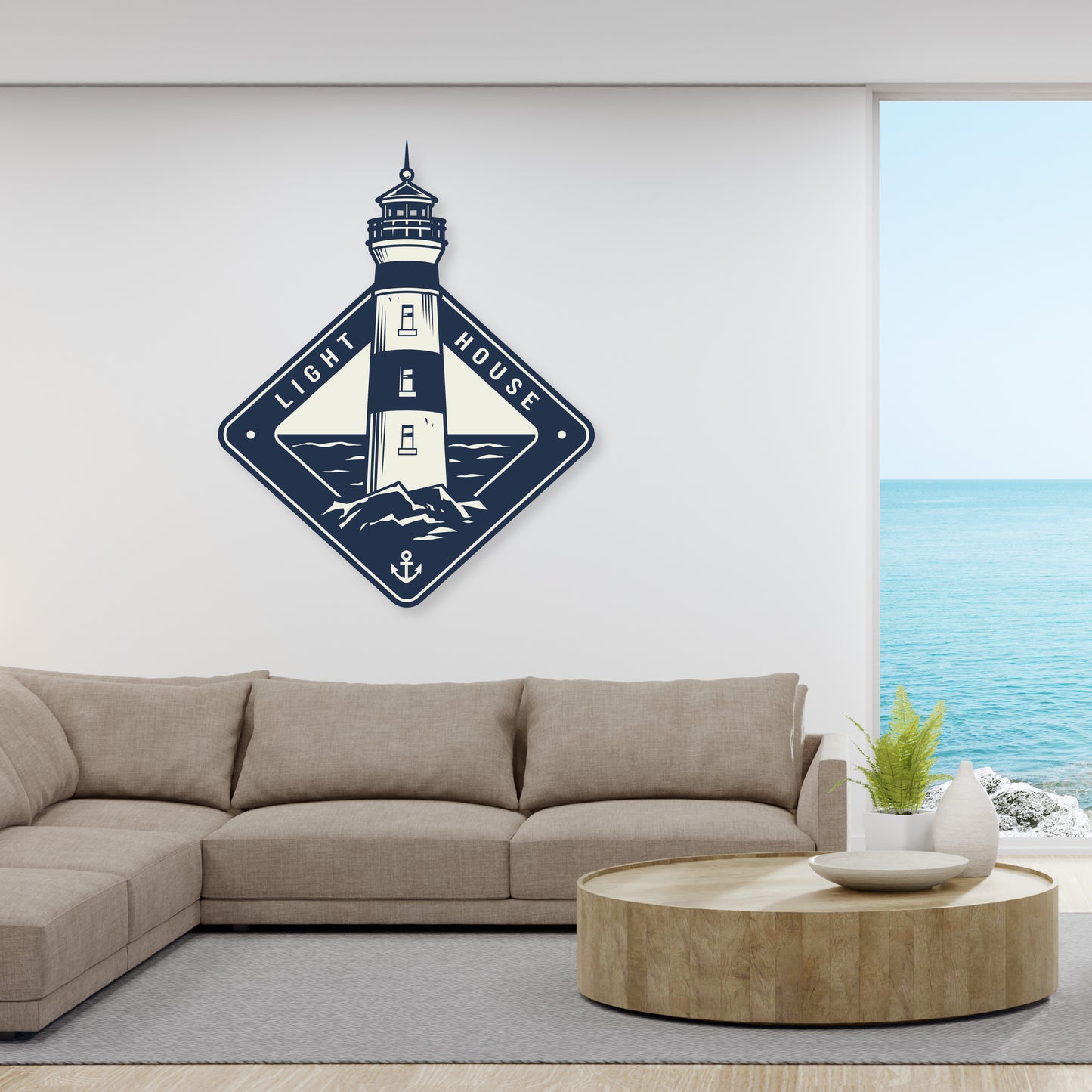 Custom Wall Decals - Guiding Light: Lighthouse Wall Decal with Inspirational Text