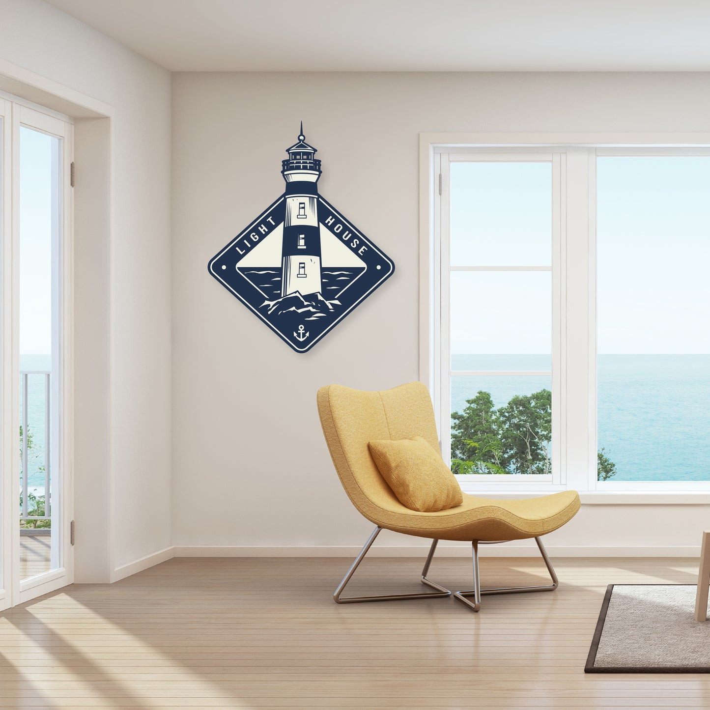 Custom Wall Decals - Guiding Light: Lighthouse Wall Decal with Inspirational Text