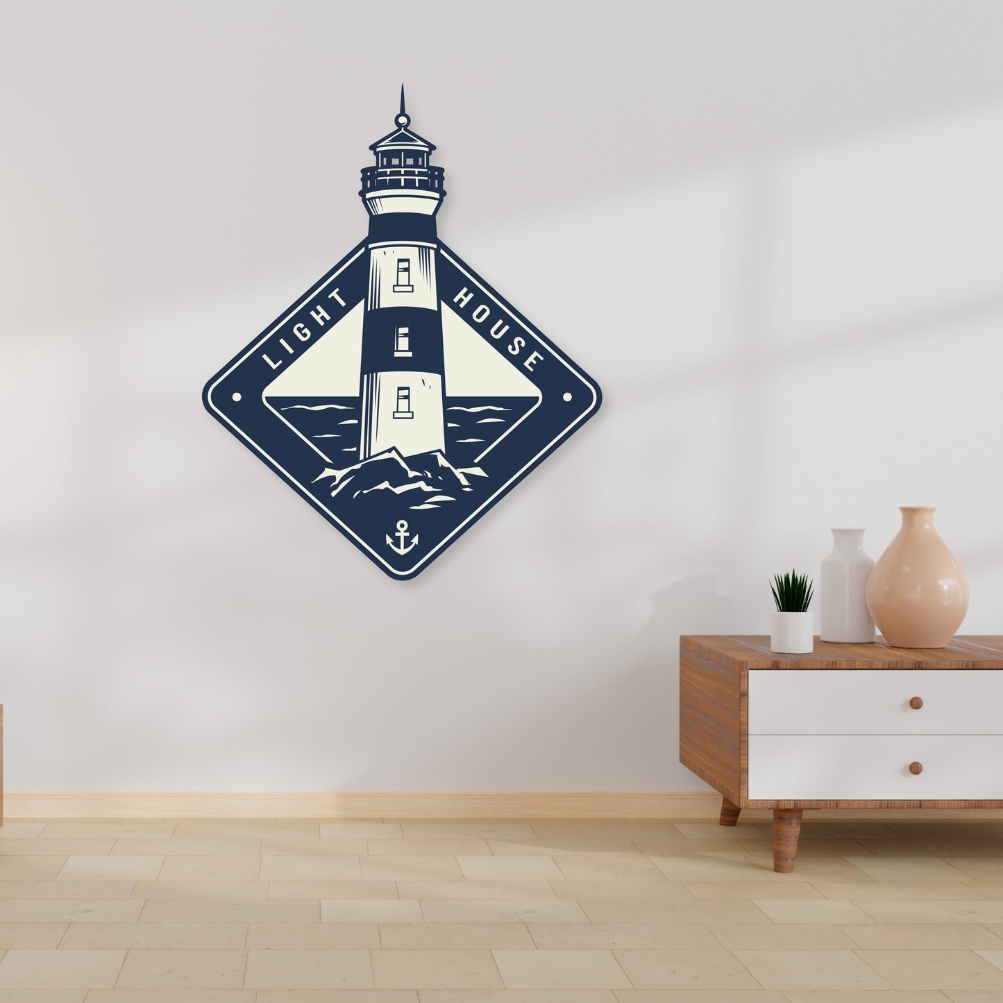 Custom Wall Decals - Guiding Light: Lighthouse Wall Decal with Inspirational Text