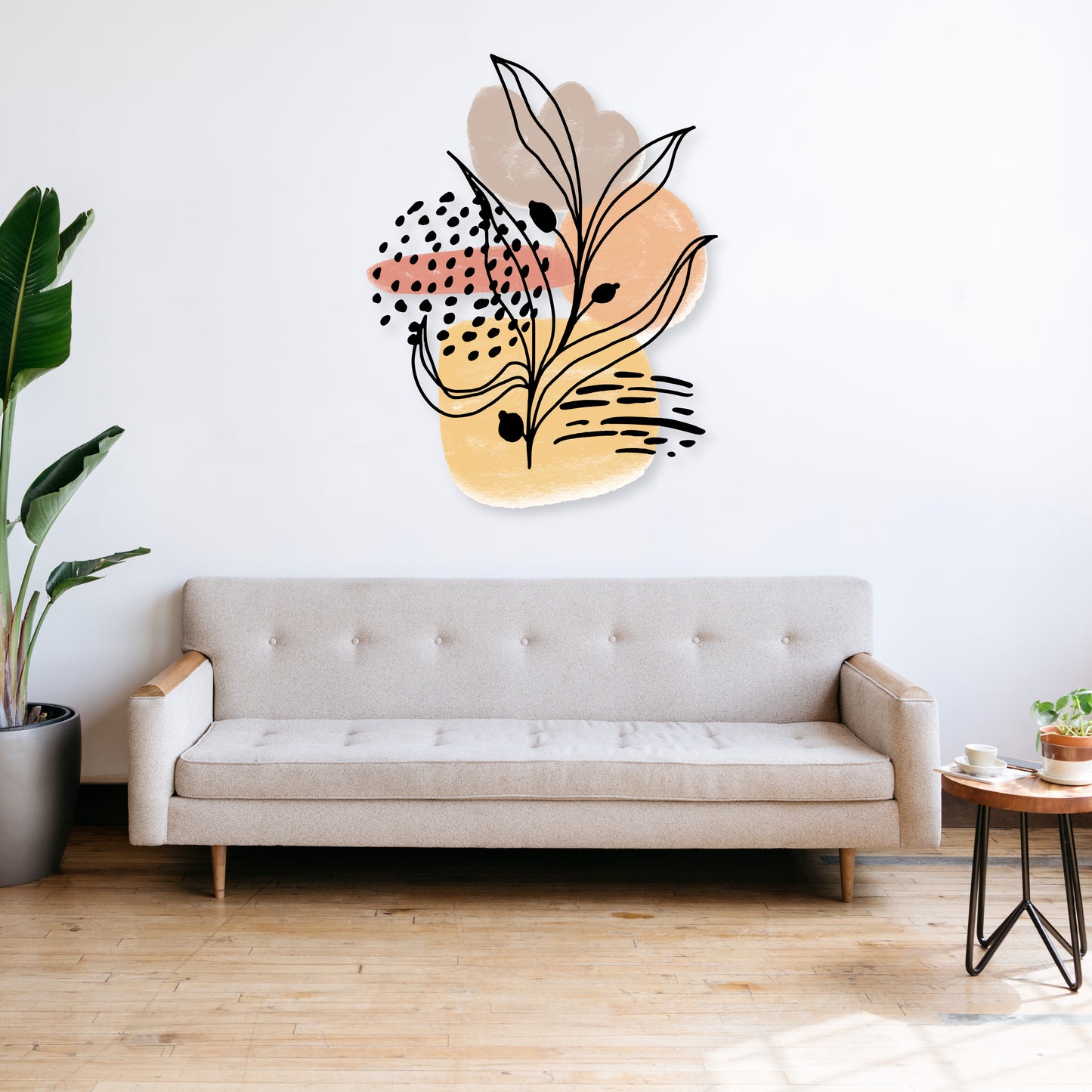 Custom Wall Decals - Modern Boho Leaf: Contemporary Bohemian Leaf Wall Decal