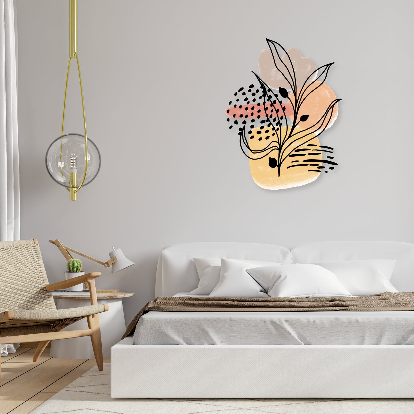 Custom Wall Decals - Modern Boho Leaf: Contemporary Bohemian Leaf Wall Decal