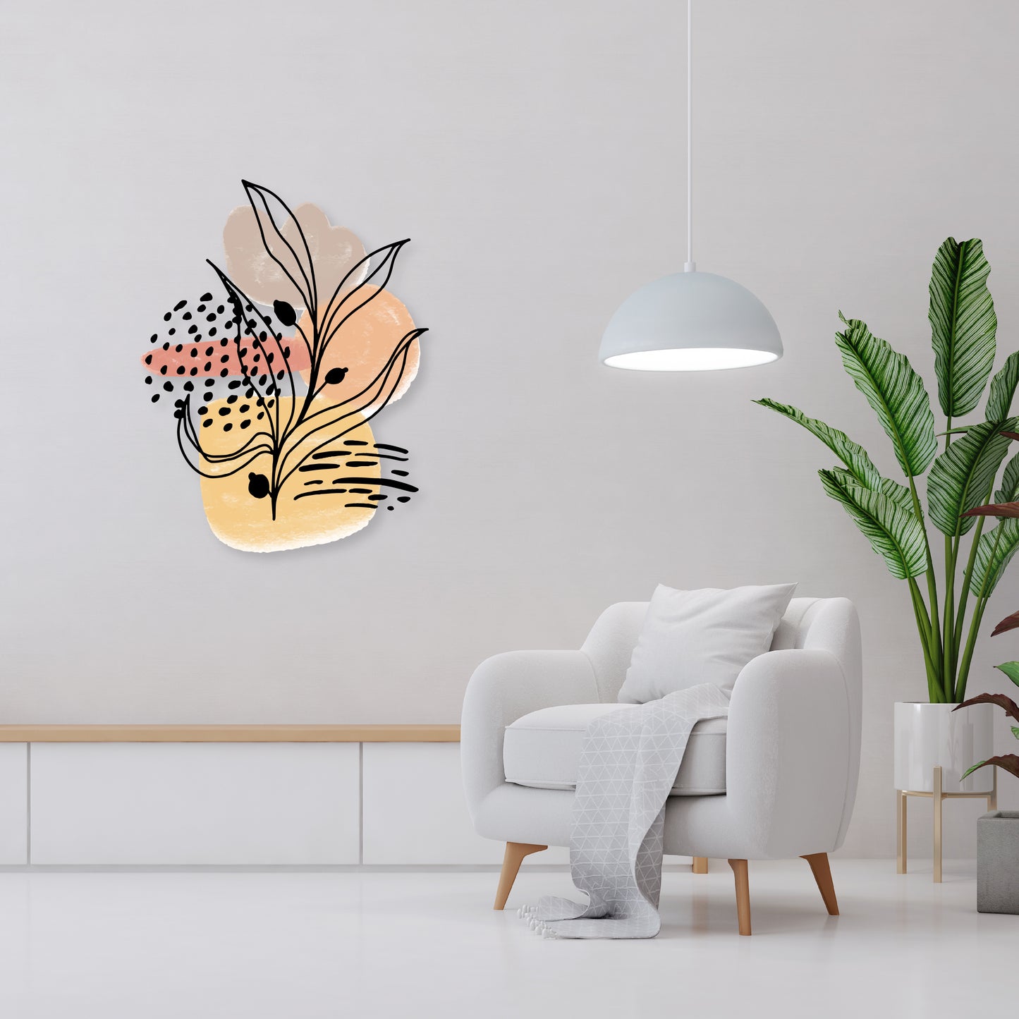 Custom Wall Decals - Modern Boho Leaf: Contemporary Bohemian Leaf Wall Decal