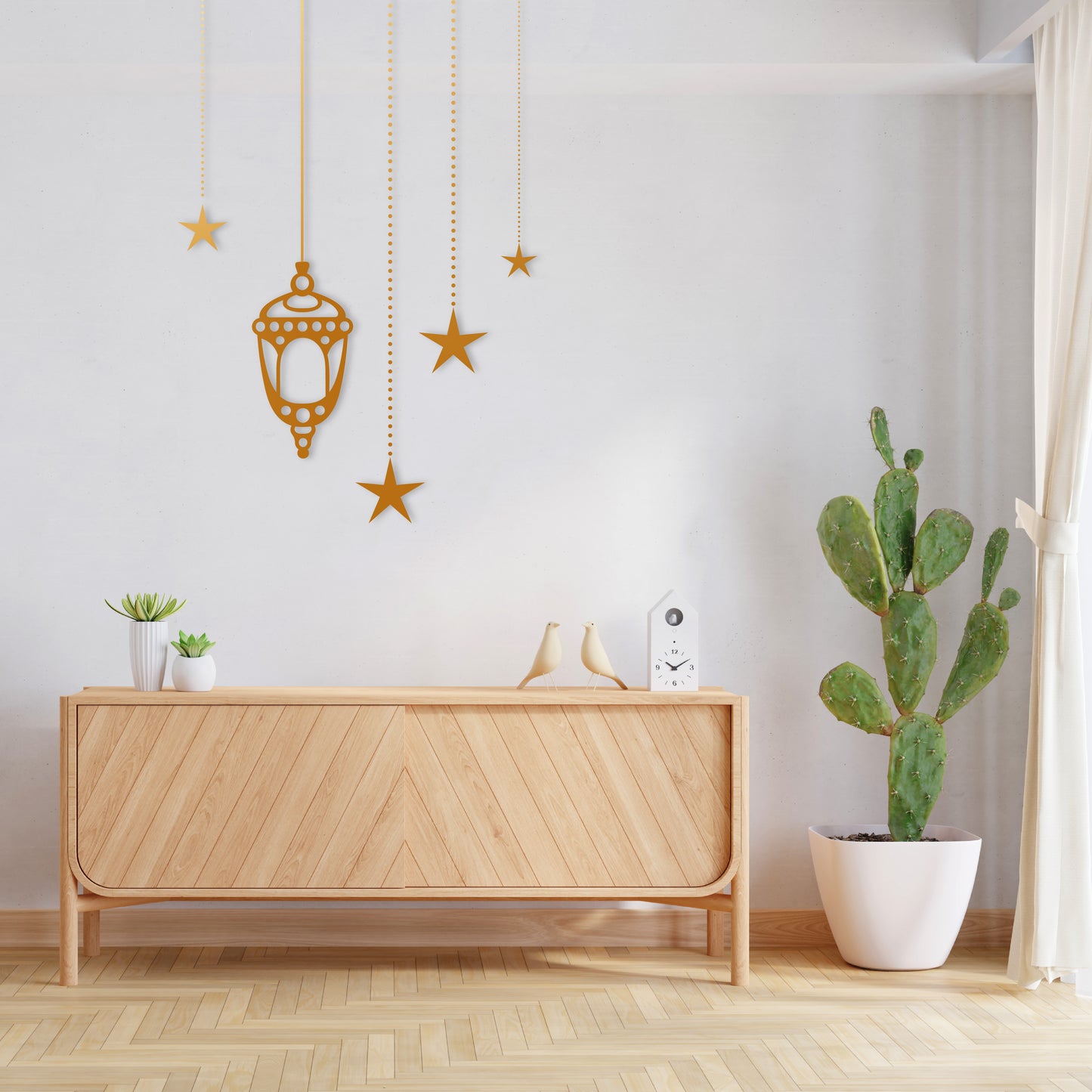 Custom Wall Decals - Starlight Glow: Lamp and Stars Wall Decal Radiance