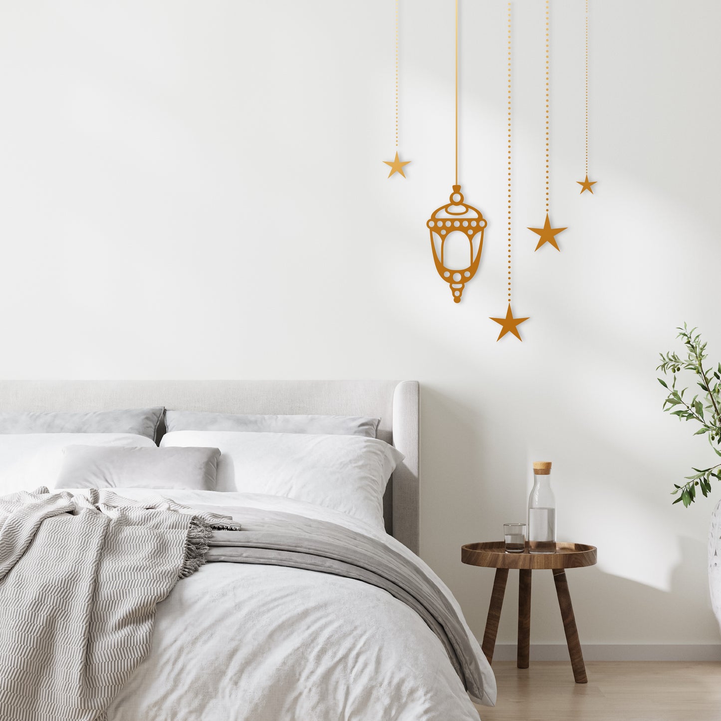 Custom Wall Decals - Starlight Glow: Lamp and Stars Wall Decal Radiance