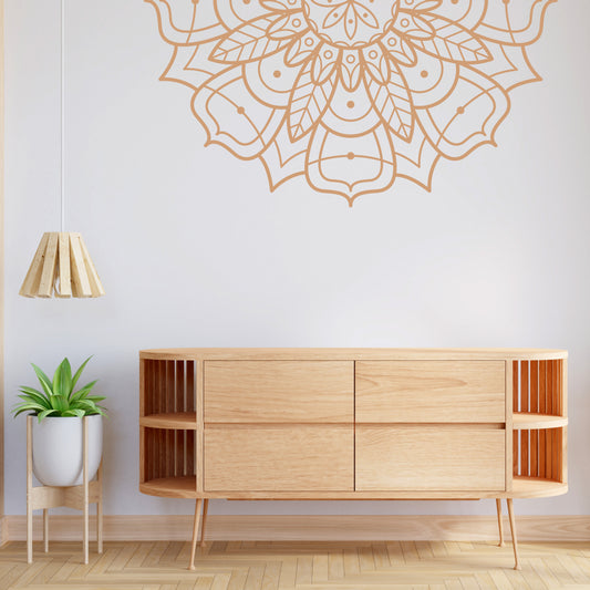 Custom Wall Decals - Mystical Mandala: Half Mandala Wall Decal Serenity