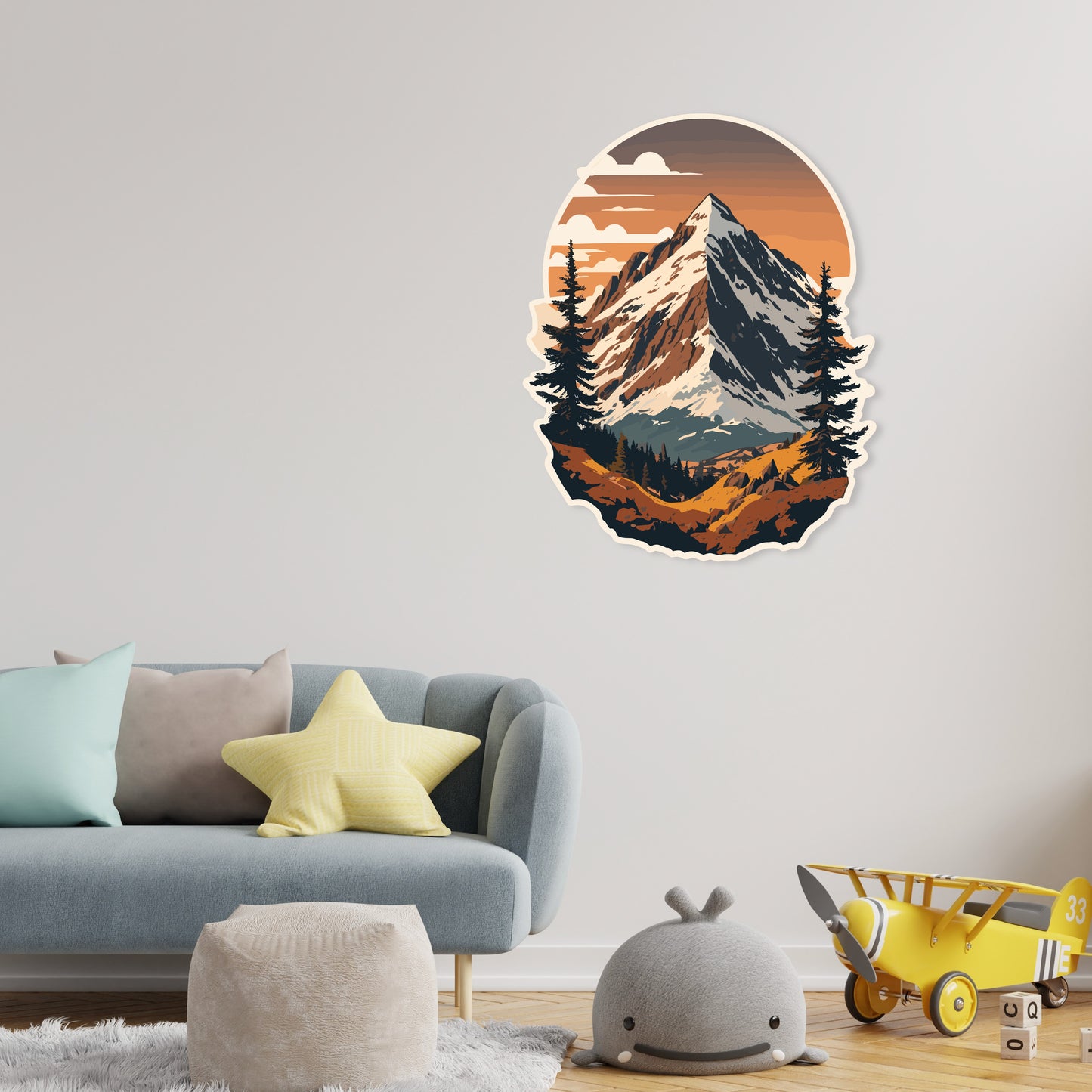 Custom Wall Decals - Snowy Summit: Steep Mountain Wall Decal Adventure