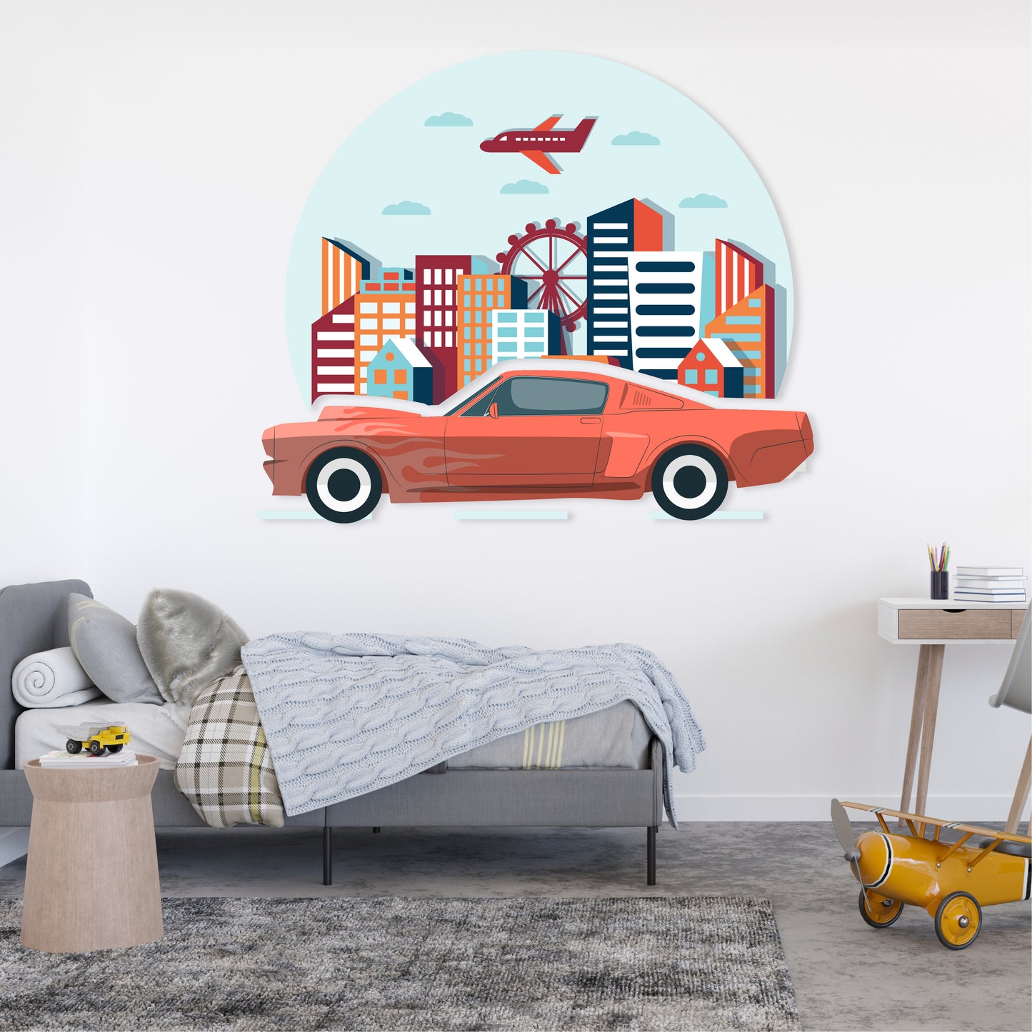 Custom Wall Decals - Urban Mustang Ride: Mustang Car in City Wall Decal Adventure