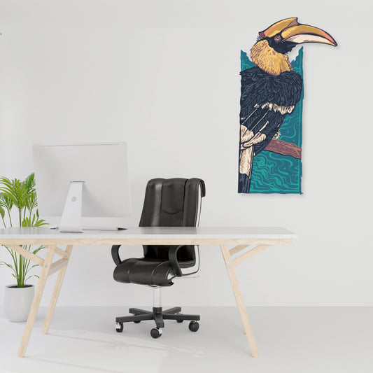 Custom Wall Decals - Toucan Canvas: Hornbill Bird Painting Wall Decal Artistry