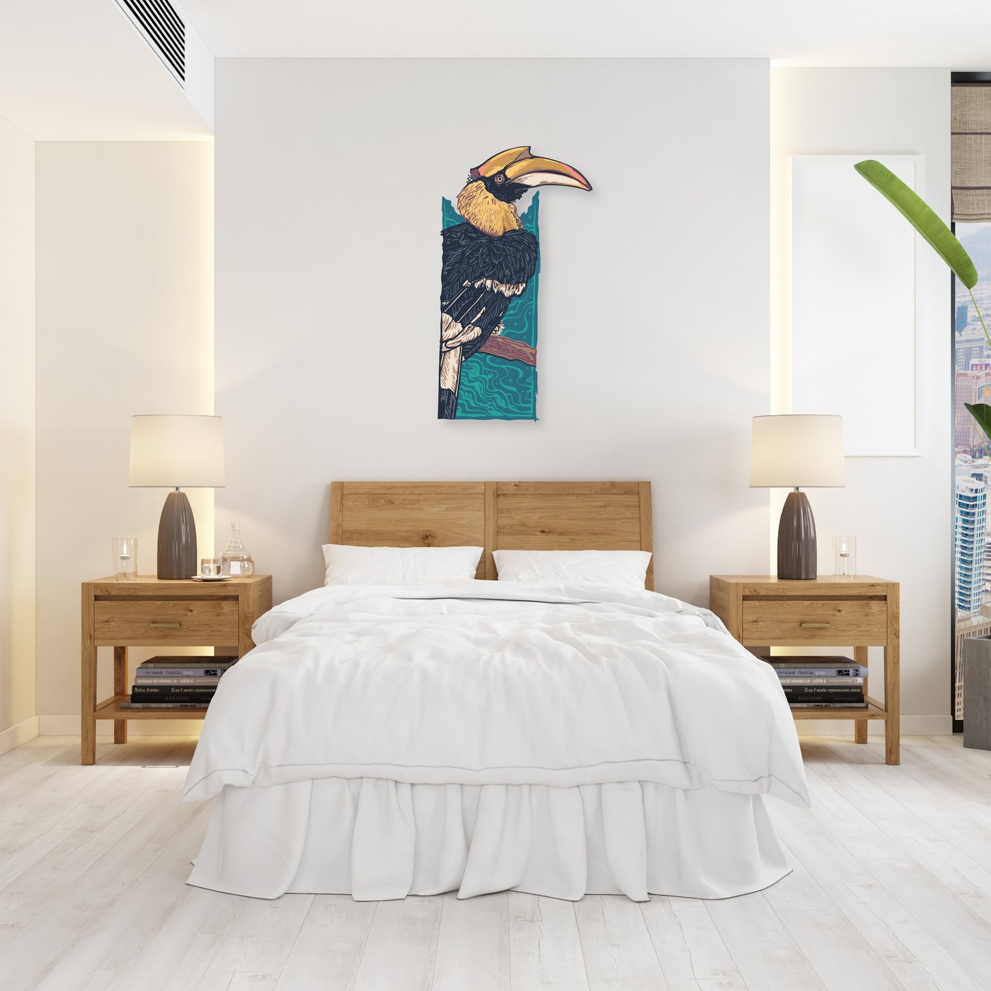 Custom Wall Decals - Toucan Canvas: Hornbill Bird Painting Wall Decal Artistry