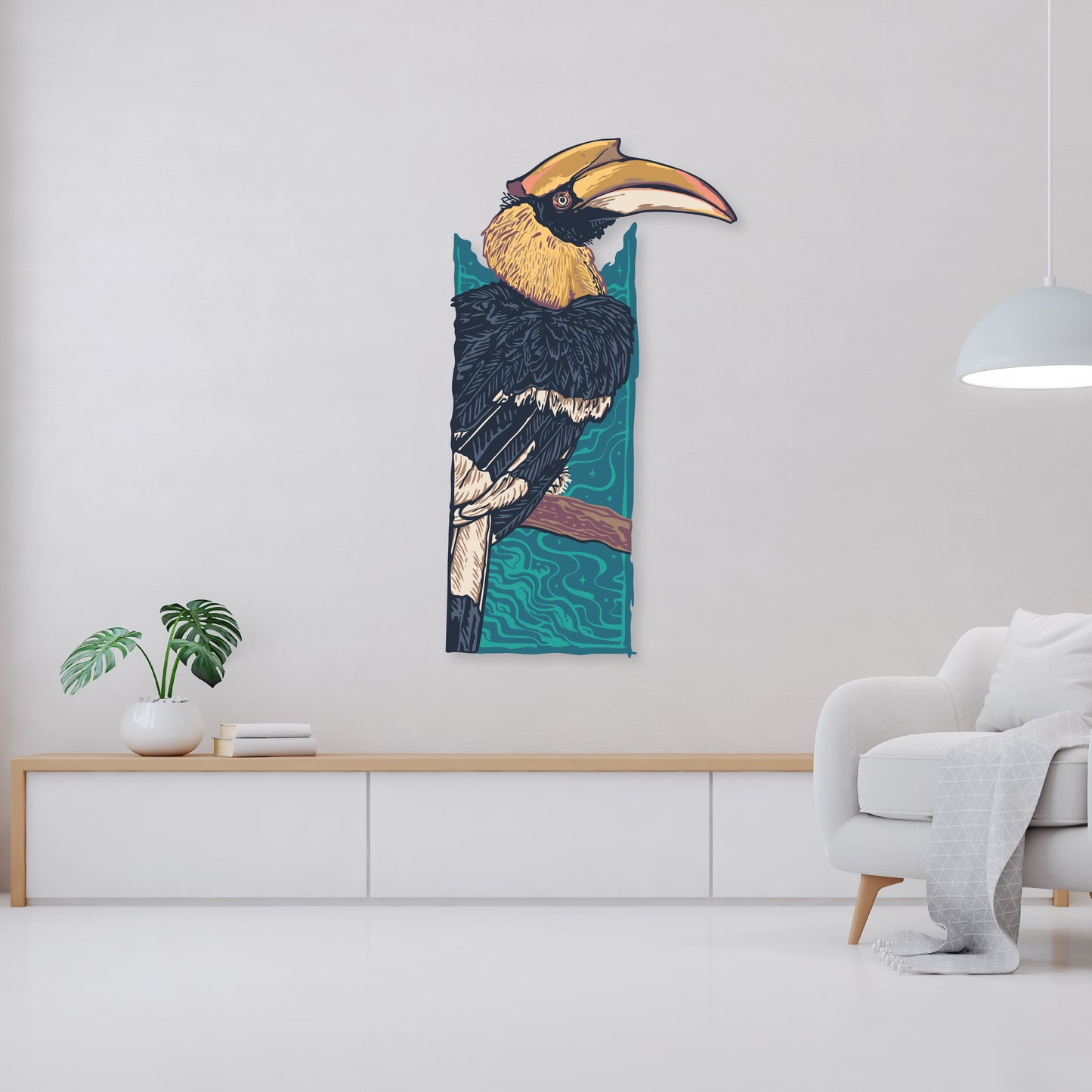 Custom Wall Decals - Toucan Canvas: Hornbill Bird Painting Wall Decal Artistry